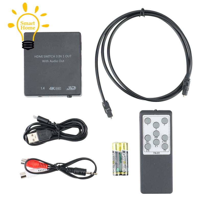 4K HDMI-Compatible Switcher 3 in 1 Out with Remote Support HDMI-Compatible 4K 3D Converter Compatible with DVD TV