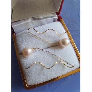 Bông tai vàngg 18k ngoc trai mặn 7-8ly