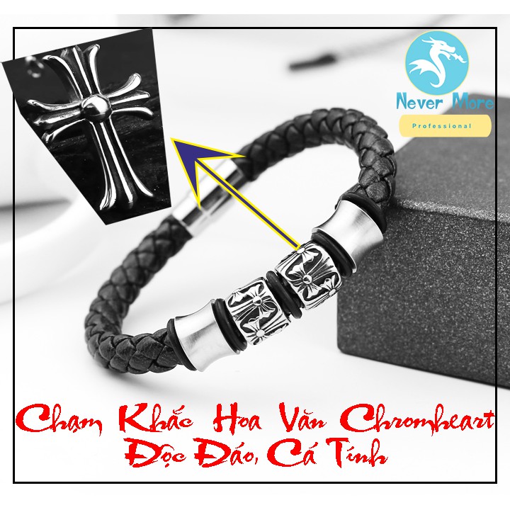 Vòng tay nam da xịn theo phong cách Viking cực ngầu có khóa gài inox cao cấp không đen, không gỉ, chuẩn thời trang