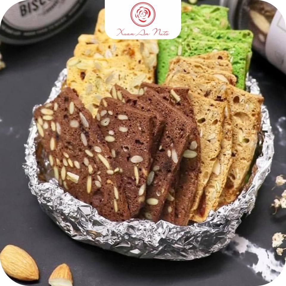 Bánh quy Biscotti 4 vị cực ngon dành cho Ăn Kiêng - Giảm Cân - Dành Cho Người Tiếu Đường 250gr