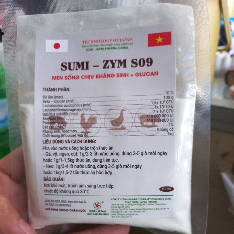 MEN SỐNG CHỊU KHÁNG SINH, HÀNG NHẬT BẢN, TRỘN THỨC ĂN CHO HEO, GÀ, TÔM , CÁ gói 100gr