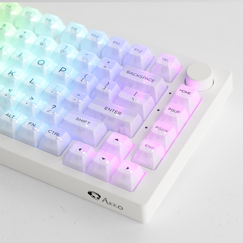 Keycap Akko Clear xuyên led trong suốt, ASA profile, nhựa PC, 155 nút bàn phím cơ cực đẹp