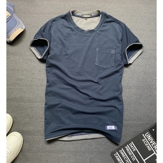 Áo thun nam cổ tròn Hàn Quốc phối túi đơn giản from ôm body AHQ145