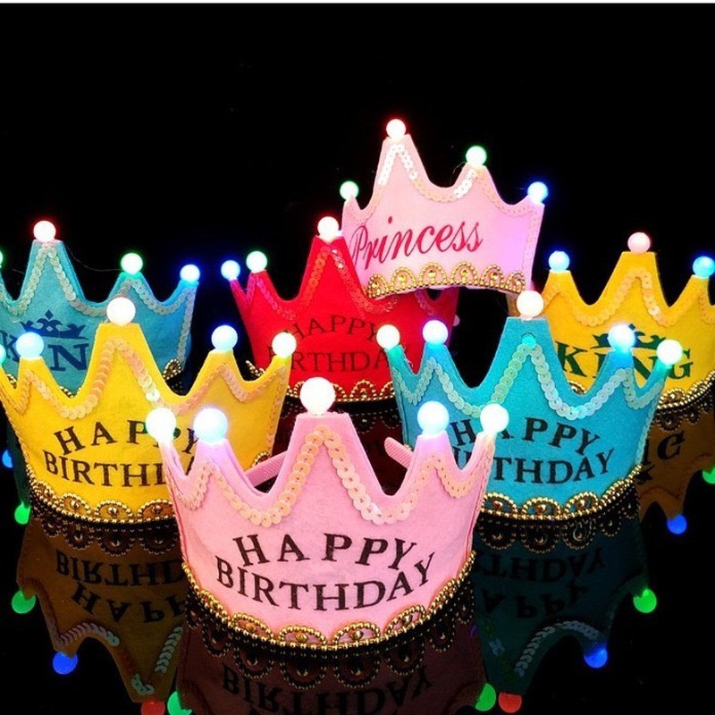 Vương Miện Sinh Nhật Có Đèn Led Nhấp Nháy Chữ Happy Birthday