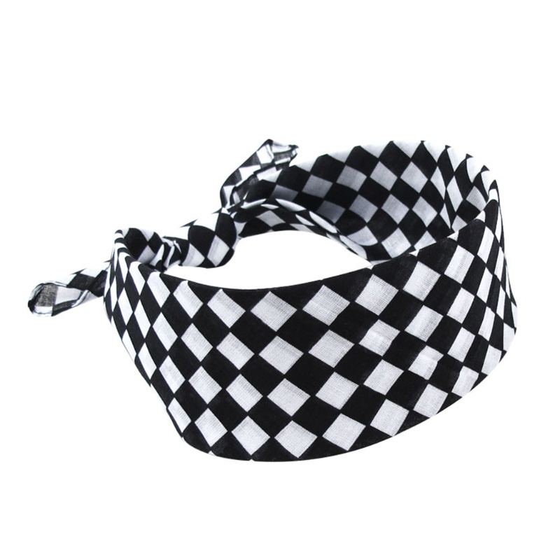 Khăn choàng cổ vuông in họa tiết caro bằng cotton đa năng kích thước 55x55cm cho nam và nữ