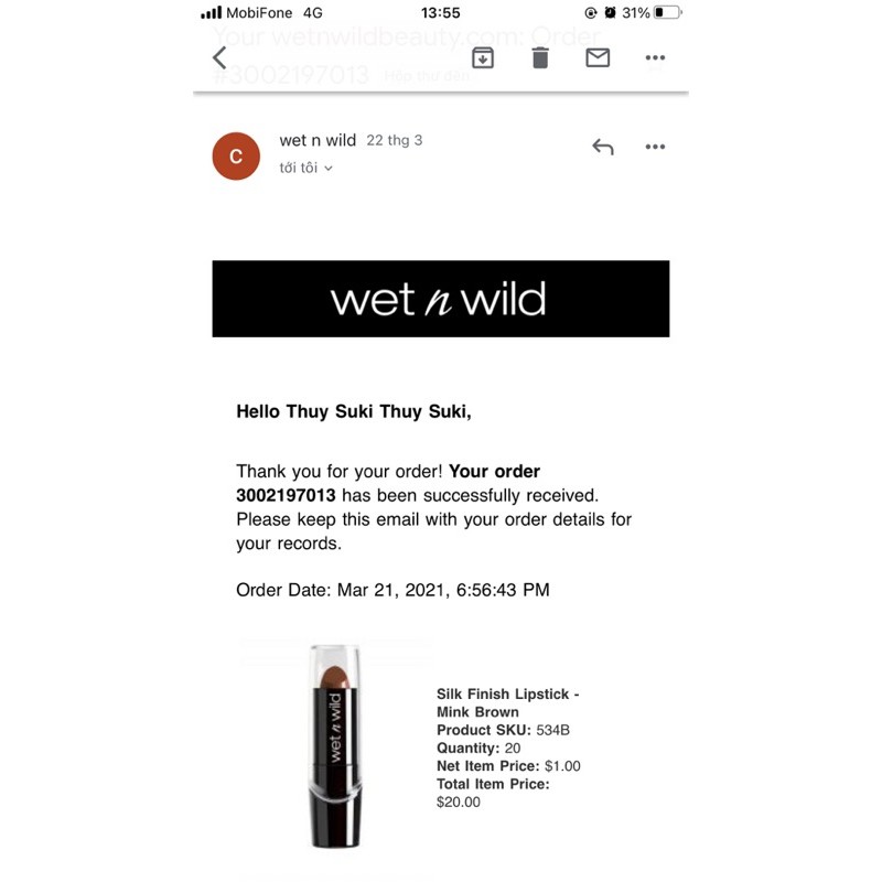 [ hàng chính hãng] son Mink brown