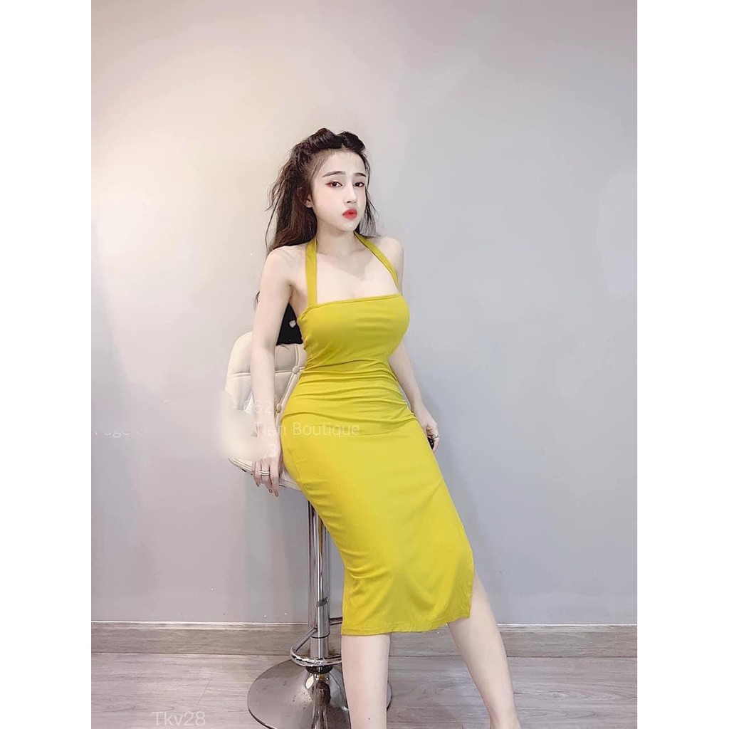 đầm yếm sexy xẻ đùi cao hot hit tôn dáng cực hot hit mẫu xinh xắn