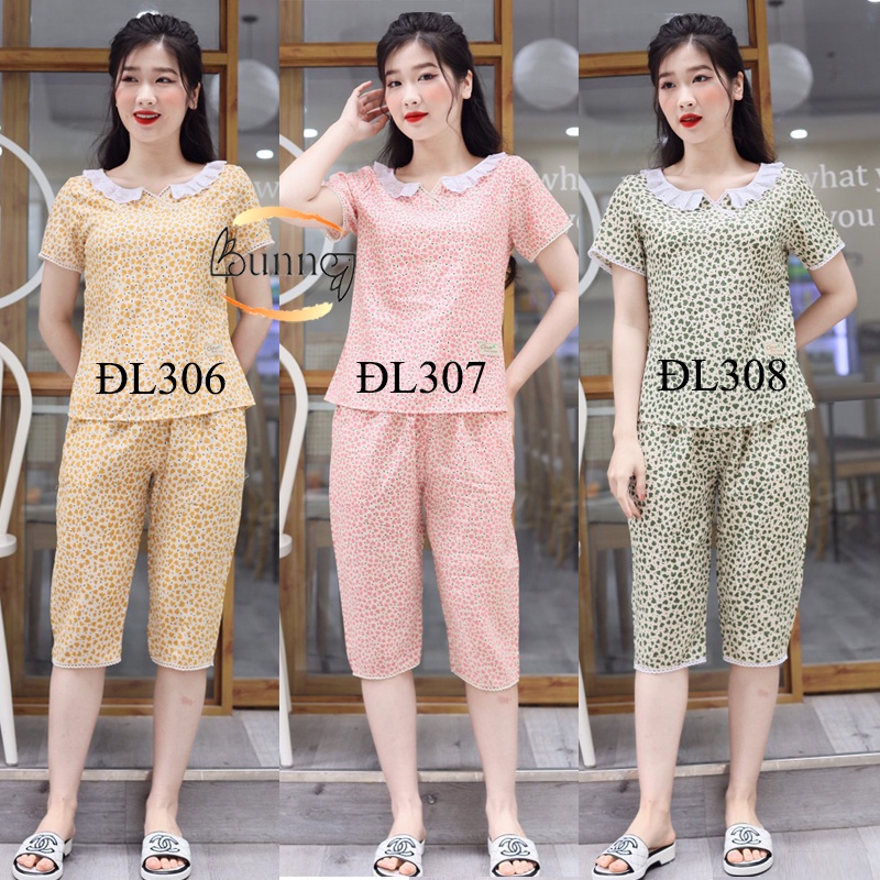 [Bunny] ĐỒ BỘ NỮ MẶC NHÀ CHẤT LIỆU LỤA MỀM MÁT TAY CỘC QUẦN LỬNG  CỔ V ĐÁP ZEN ĐIỆU ĐÀ