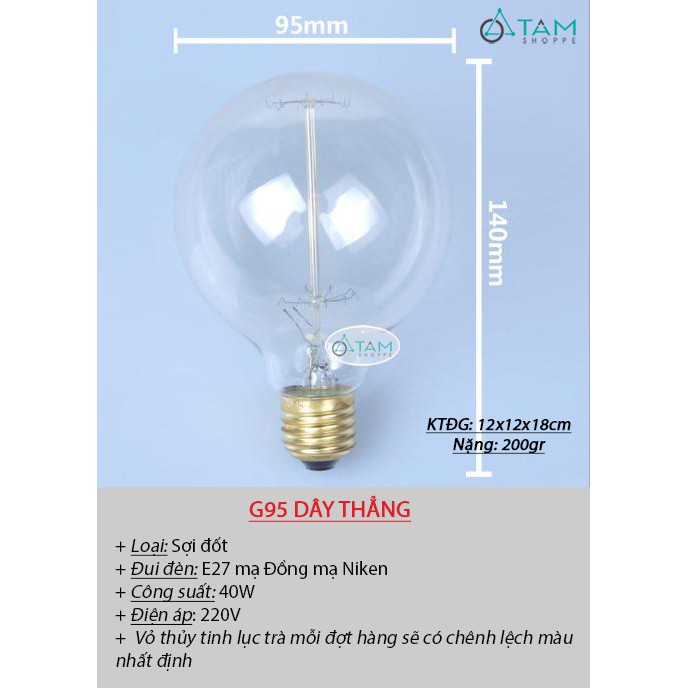 Bóng đèn sợi tóc Edison Tròn G95 TTTM