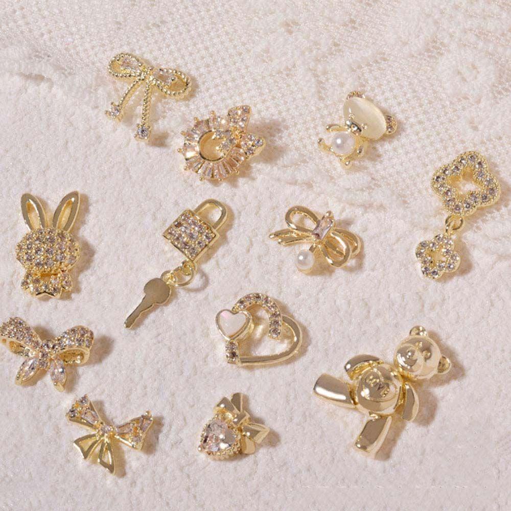 Phụ Kiện Trang Trí Móng Tay Hình Nơ / Thỏ Lấp Lánh Xinh Xắn