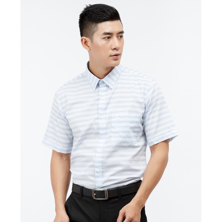 Áo Sơ Mi Nam Slim Fit Ngắn Tay Xanh Sọc Ngang mattana MAM24170011727231