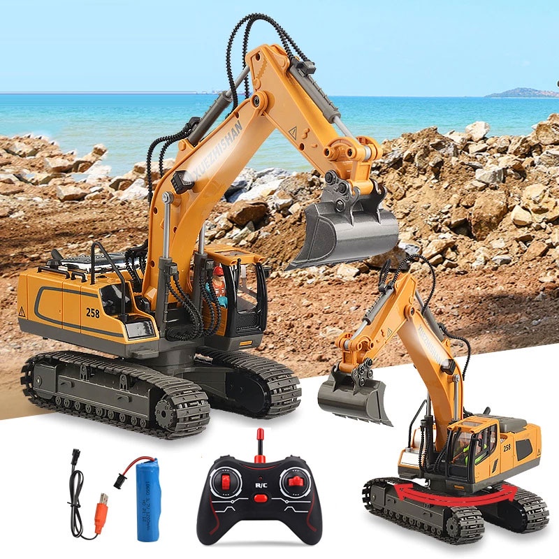 Xe điều khiển từ xa - Bộ xe công trình xe múc, Ben,Cẩu, Gạt Ủi, điều khiển bánh xích