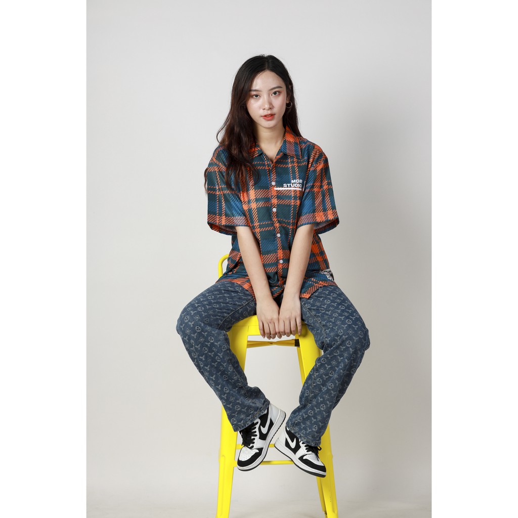 Áo Sơ Mi nam nữ Hoạ Tiết Tay Ngắn Cổ Vest Uniex Thời Trang Vải Lụa Local Brand M Studio