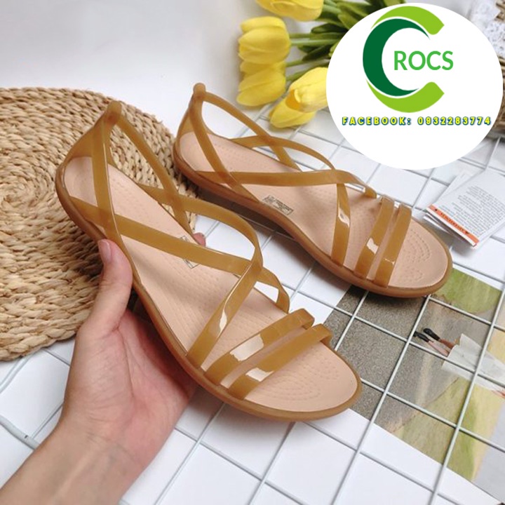 Giày sandal nhựa đi mưa chống hôi chân -Croslite-isabella-x cho nữ màu nâu