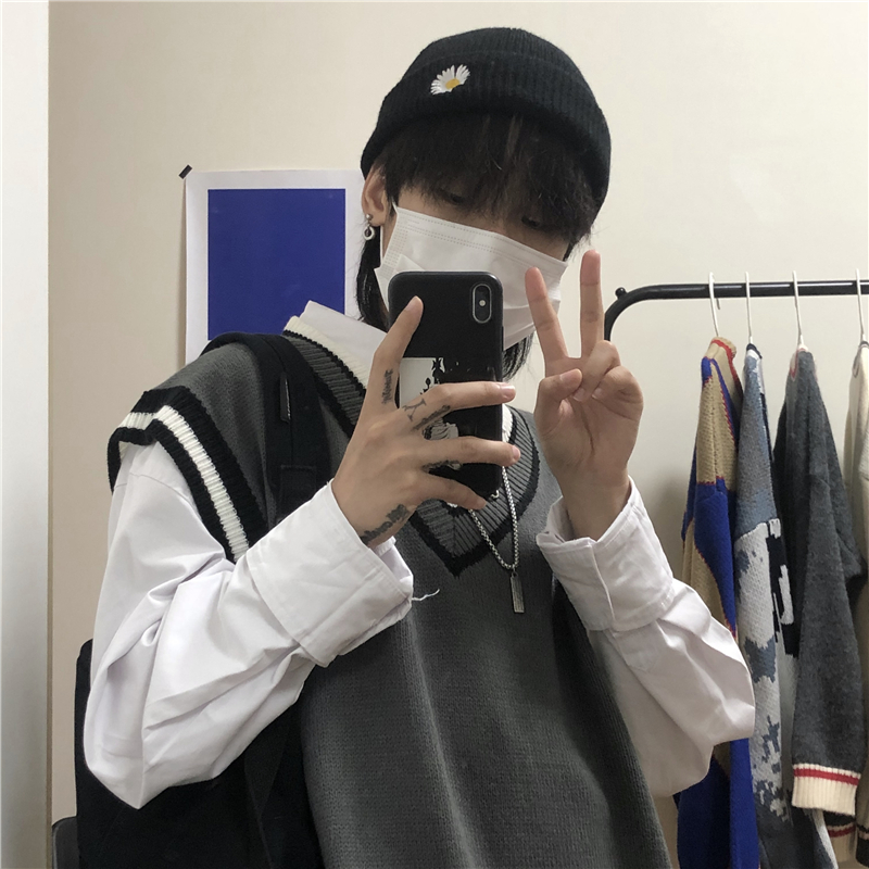 HIPSTER Mũ Len Dày Thêu Hoa Cúc Phong Cách Retro