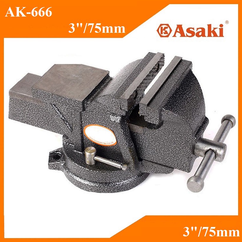 Ê tô bàn nguội 75mm/3" xoay 360 độ Asaki AK-666, E tô chất lượng cao giá tốt, shop uy tín