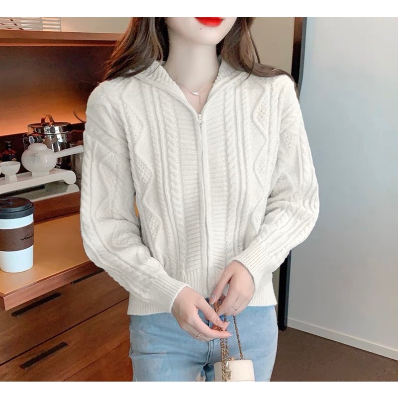 Áo len thừng mũ 2 màu