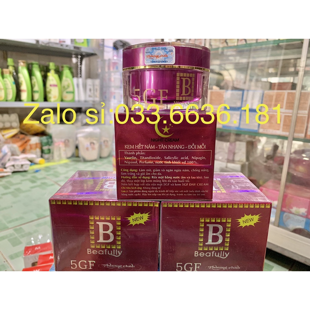 [chính hãng-giá sỉ] kem 5GF Beafully hết nám-giúp trắng da-giữ ẩm-chống nắng hủ 30G (ban đêm)