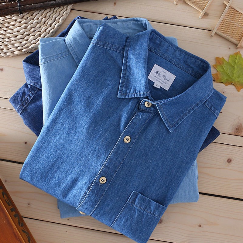 Sơ Mi Nam chất liệu Jean Denim, Túi Ngực, Tay dài, Dáng xuông, Hàng cao cấp,Thích hợp mọi thời tiết