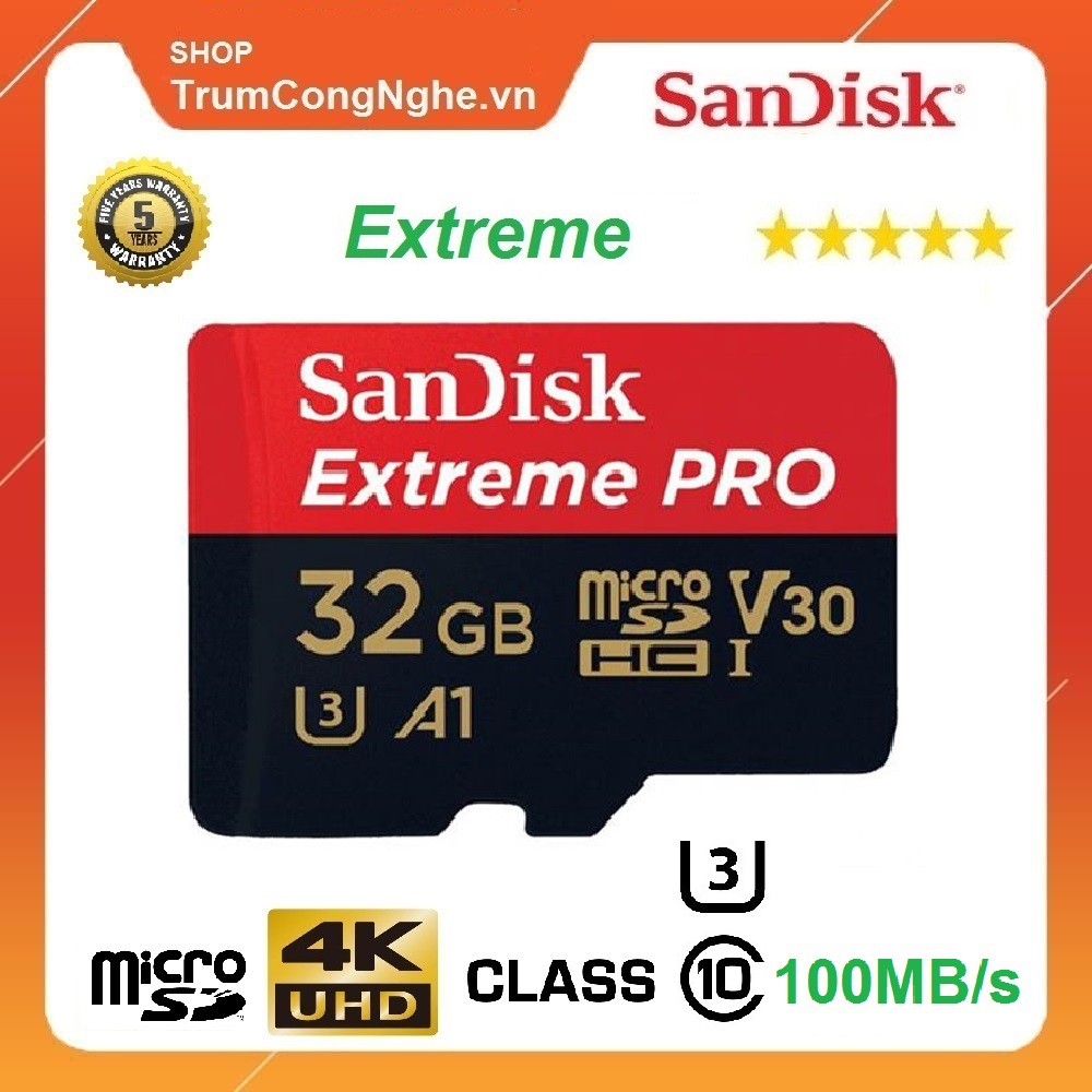 [Chính Hãng] Thẻ Nhớ SanDisk Extreme Pro 4K U3 V30 32GB 100Mb/s Tốc độ siêu cao