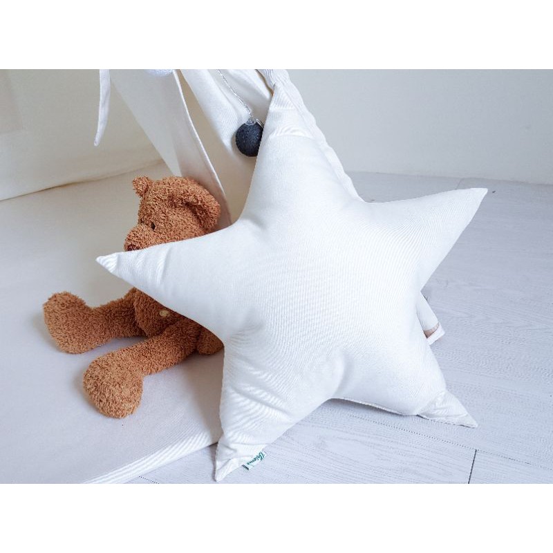 Set 4 gối trăng sao mây vuông đã nhồi bông 40x40cm. Vải cotton 100% cao cấp gối trang trí pompom