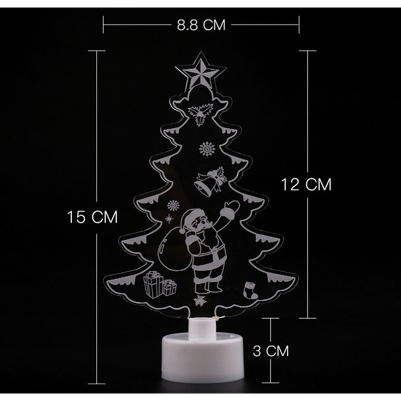 Đèn LED acrylic hình người tuyết/cây thông noel nhiều màu dùng trang trí dịp giáng sinh
