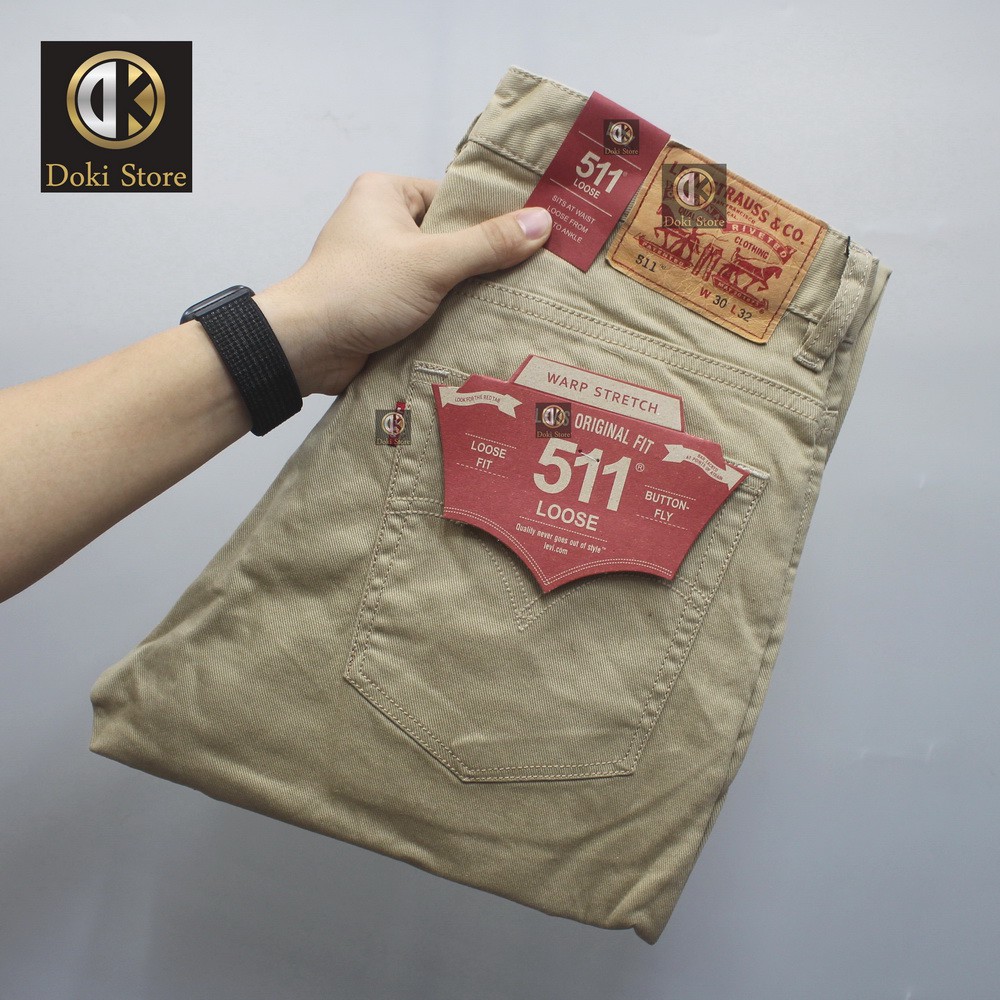 Quần Kaki Jean Màu kem nhạt KA, Quần Kaki Jean Nam Dáng Đứng, Chất vải co giãn thoải mái - Doki