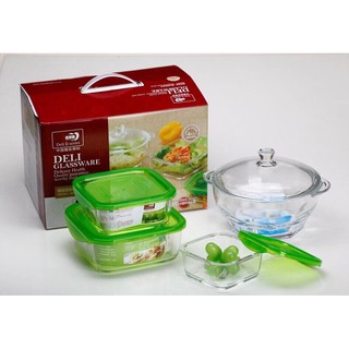 Bộ 3 cỡ thủy tinh và 1 nồi thủy tinh 2 lít