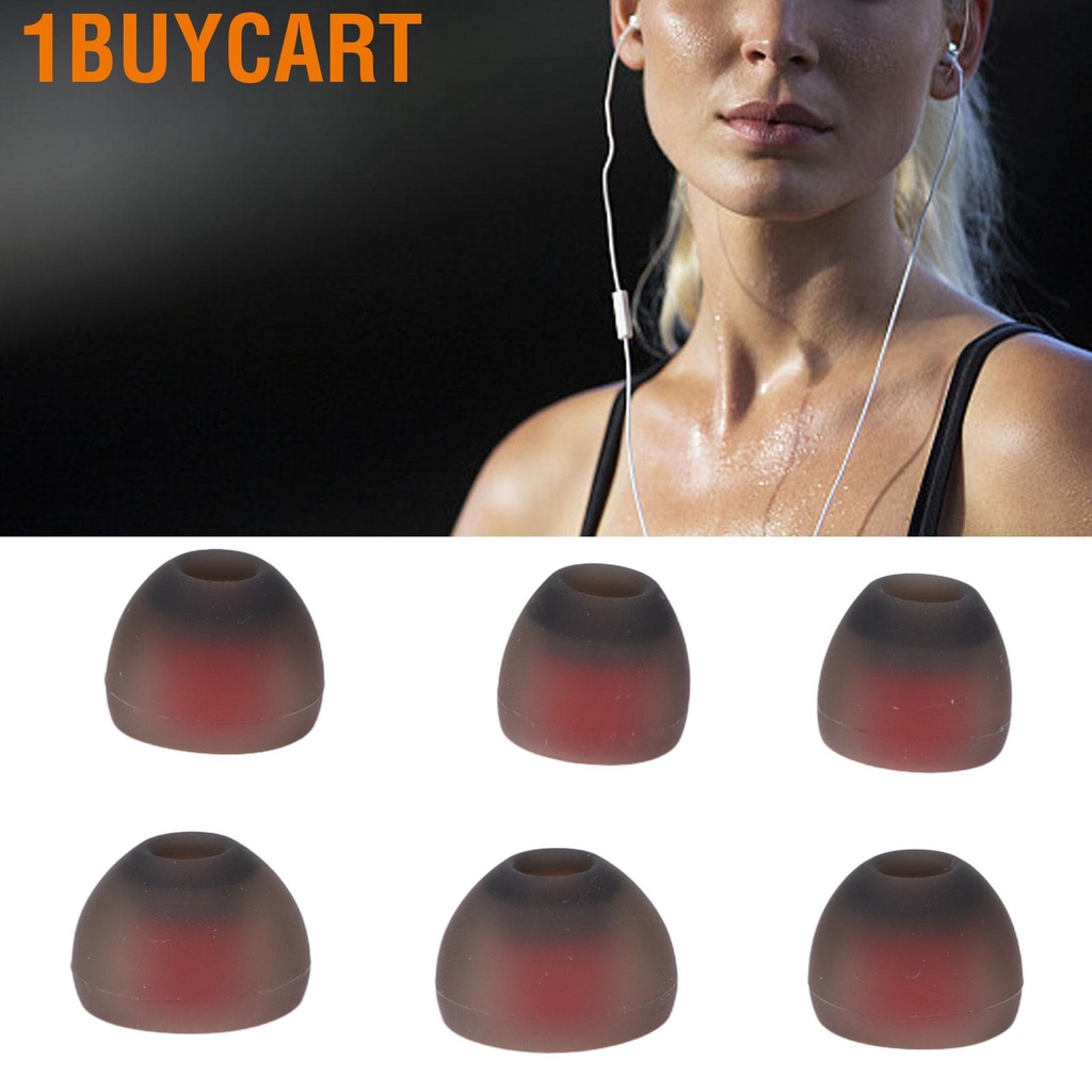 1buycart 6pcs Silicone Eartips Gray Red Noise Reduction Comfortable Replacement Earplugs for Philips Jaybird X4 X3 X2 X