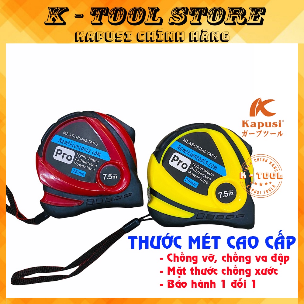 Thước rút cuộn đa năng 5m Pro chống va đập bọc cao su cao cấp, hệ mét số sắc nétnền trắng, số to, rõ ràng