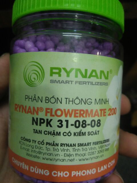 Phân bón thông minh tan chậm RYNAN 200 NPK 31-8-8 TE cho cây hoa cảnh, phong lan -150 g