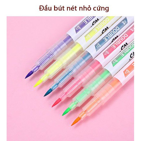 Bút highlight 2 đầu đánh dấu, bút nhớ màu Pastel HI02 (nhiều mầu)