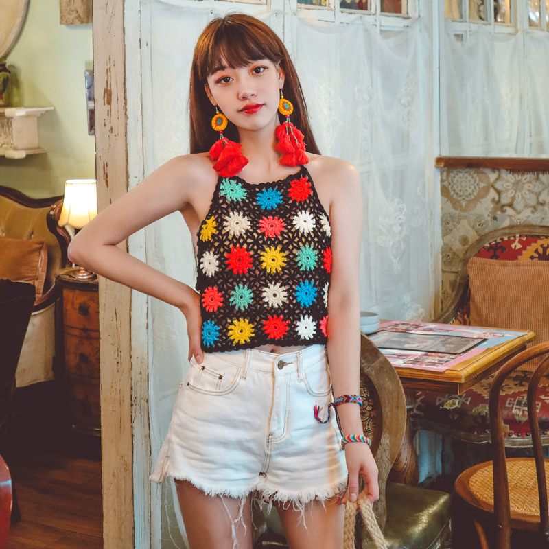 Áo Bikini đan móc thủ công phong cách dân tộc
