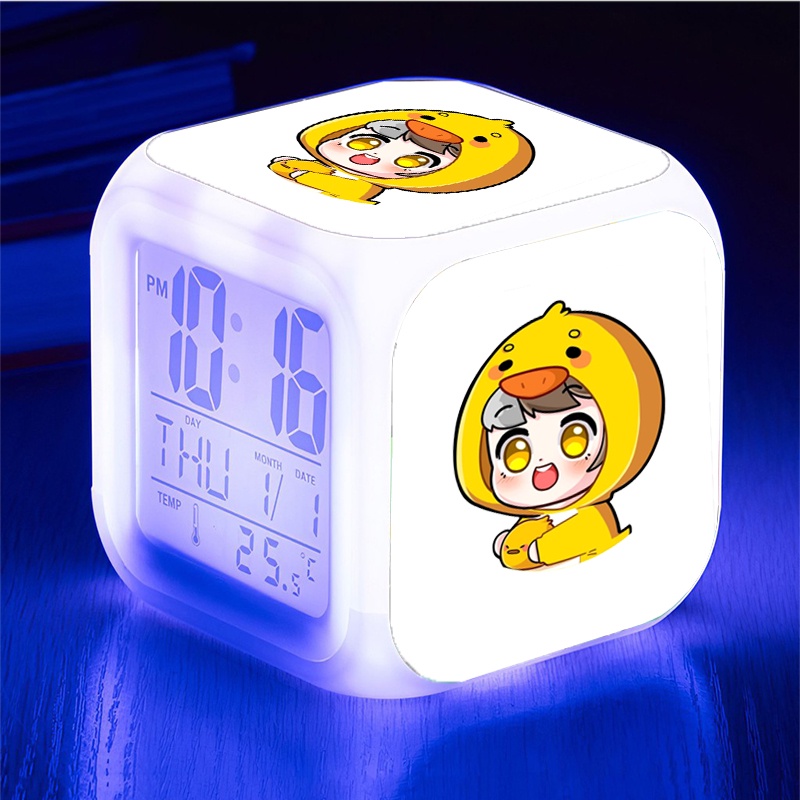 Đồng hồ báo thức để bàn in hình HERO TEAM ver MẮT TRÒN XOE Simmy Phong cận Siro Mr Vịt Sammy Đào Kairon Kamui đèn led