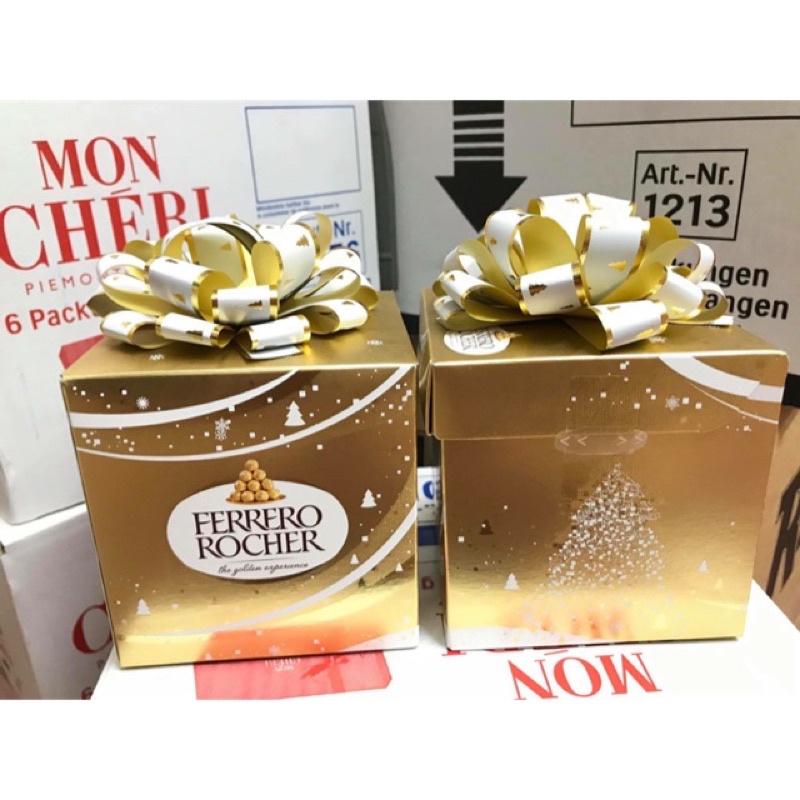 SOCOLA FERRERO ROCHER QUẢ CẦU NƠ VÀNG SIZE TO 250g