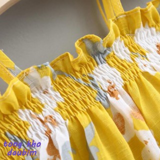 Set áo 2 dây + quần short kèm băng đô in hoa xinh xắn cho bé gái YLDB
