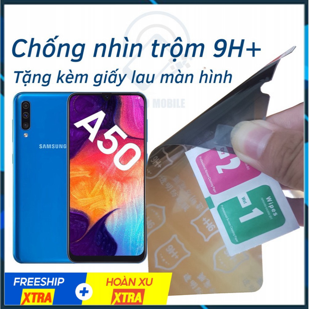 Dán chống nhìn trộm Samsung A50, A50s - Dán cường lực dẻo nano 9H+