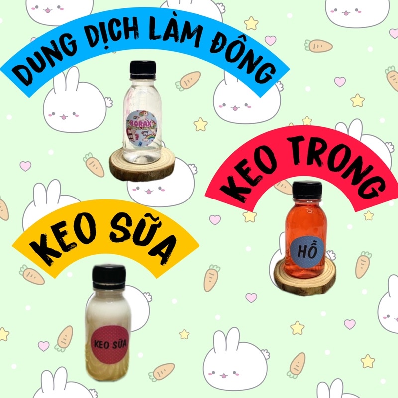 Keo trong , Keo sữa, Activator (dung dịch làm đông ) - Nguyên liệu làm Slime