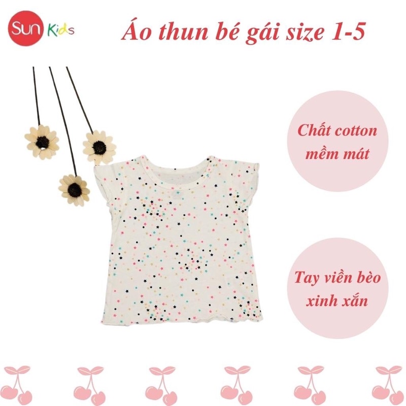 Áo thun cho bé gái, áo phông bé gái chất cotton mềm mát, size 1 - 5 tuổi - SUNKIDS1