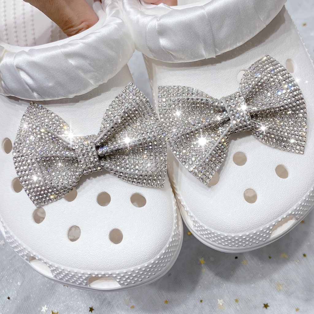 crocs Sticker shoes sticker for cross sandalsDây Ruy Băng Đính Đá Kim Cương Lấp Lánh Tự Trang Trí Giày Thời Trang shoe buckle  charm sticker
