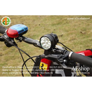 đèn pha xe đạp T6 đèn xe đạp T6 đèn xe đạp LED siêu sáng đèn xe đạp sạc 9 bóng 18650 1200 lumen