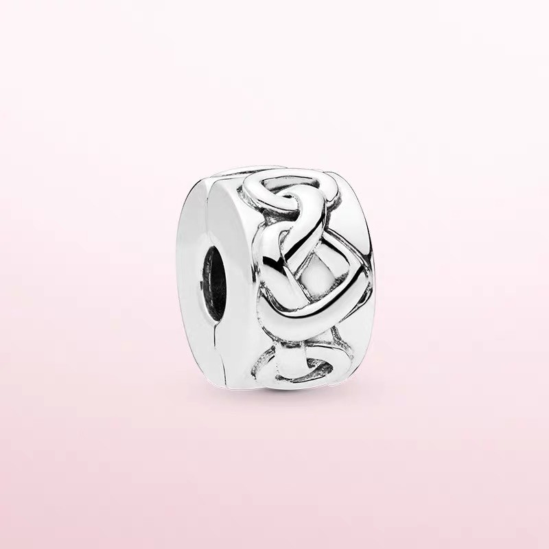 charm pan khoá chặn viền tim bạc s925 cao cấp