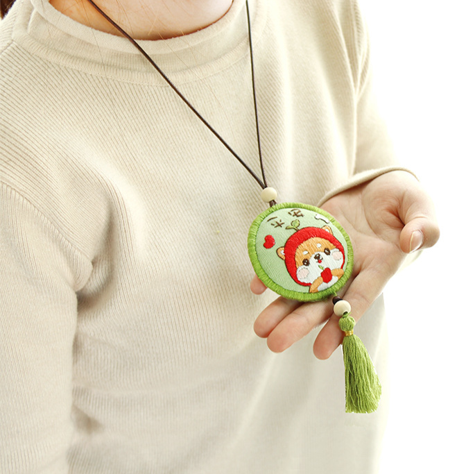 Thêu Handmade/Phụ Kiện/Bộ túi thêu trang trí cầu may làm quà tặng phối mặt trang sức hình tròn in phong cảnh DIY