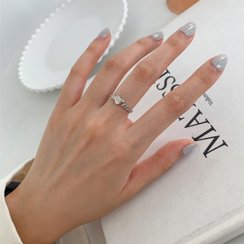 IF ME Bộ 2 Nhẫn Mở Mạ Bạc Hình Trái Tim Thời Trang Cho Nữ