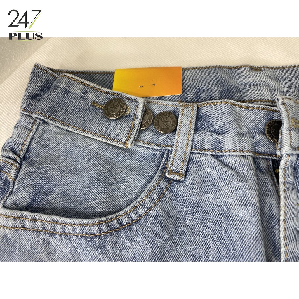 Quần short jean cạp cao có cúc điều chỉnh eo, quần đùi bò chất mềm mịn