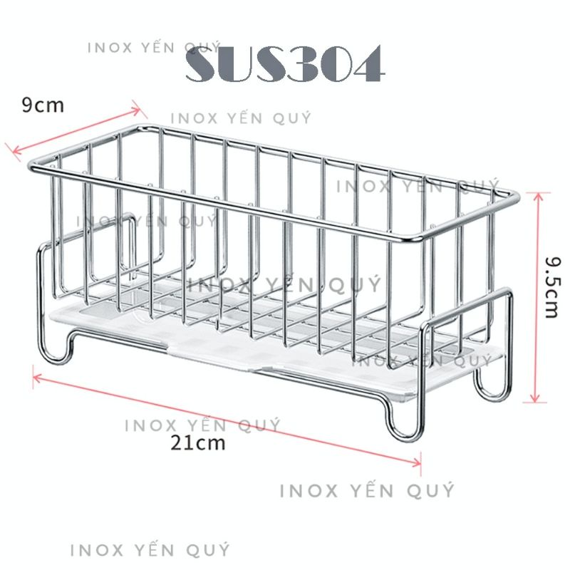 SUS 304 LOẠI LỚN KỆ ĐỂ DỤNG CỤ RỬA CHÉN CÓ KHAY ĐỠ NƯỚC GÁC LÊN CHẬU RỬA BÁT INOX 304