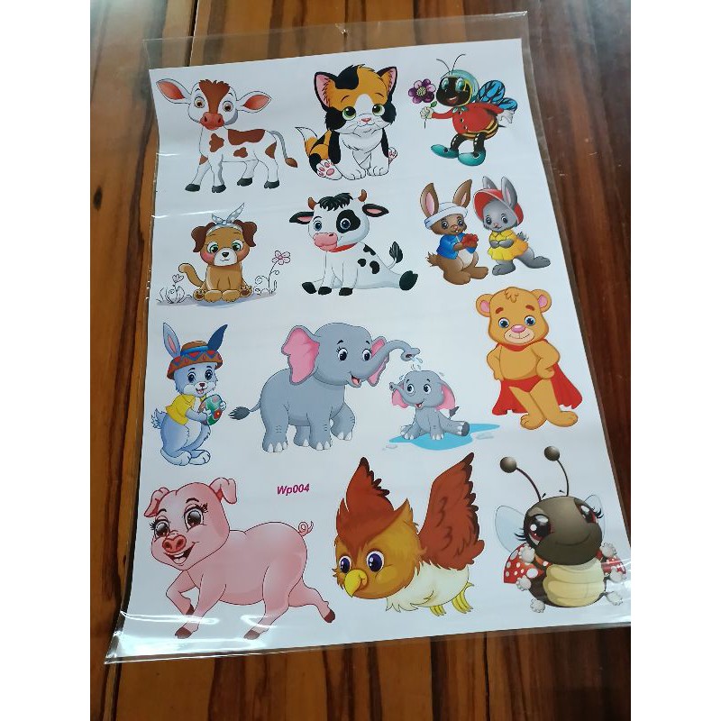 Bộ tem dán hình thú lớn ngang 40cm dài 60cm
