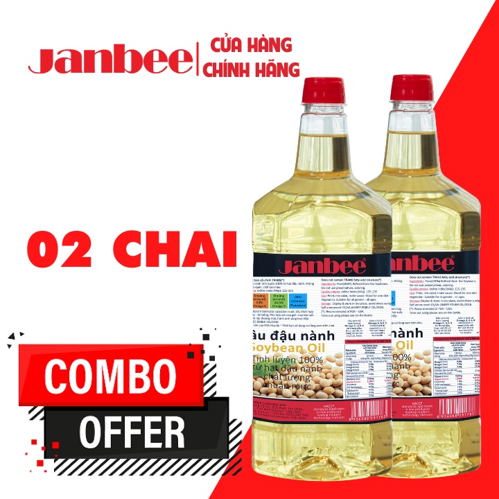 Dầu Đậu Nành Janbee Combo 2 chai 2L