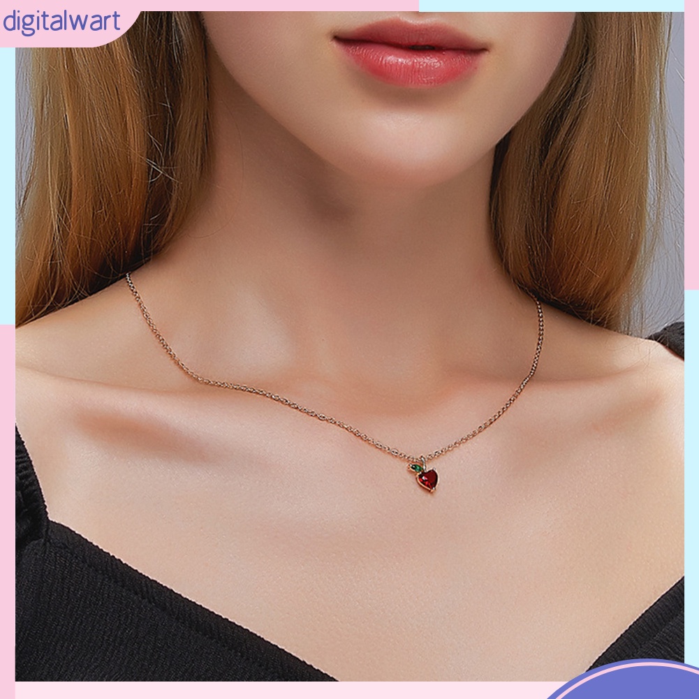 Dây Chuyền Mặt Hình Quả Táo Khảm Đá Pha Lê Nhân Tạo Thời Trang Dành Cho Nữ