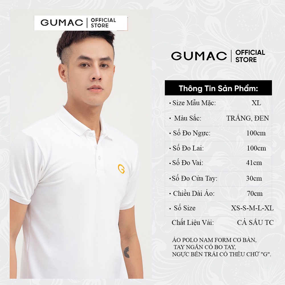 [Mã WABRGD12 giảm 10% đơn 250K] Áo thun polo nam thêu chữ G GUMAC form cơ bản, lịch lãm ATNB810 | BigBuy360 - bigbuy360.vn